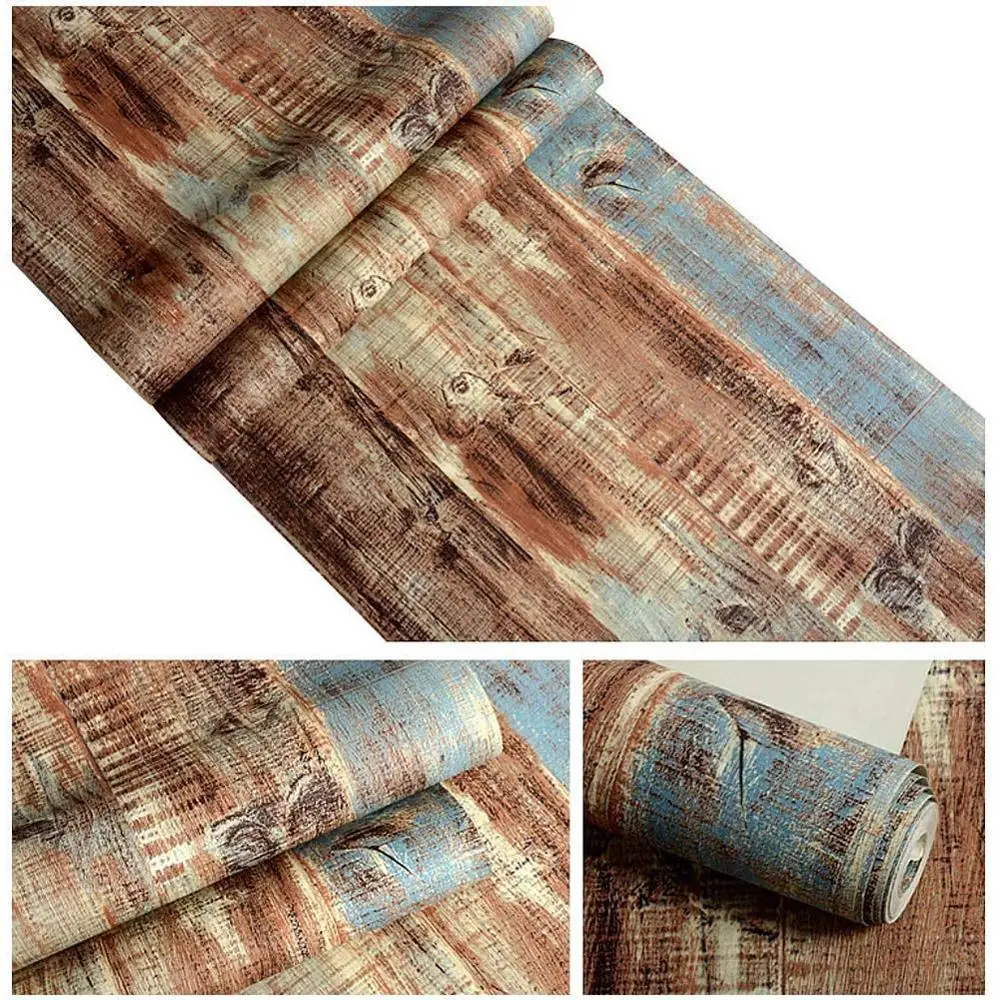 

Vintage Wood Self Adhesive Paper Removable Peel Stick Wallpaper Blue Wood Panel Interior Film Leave No Trace Surfaces Easy Clean