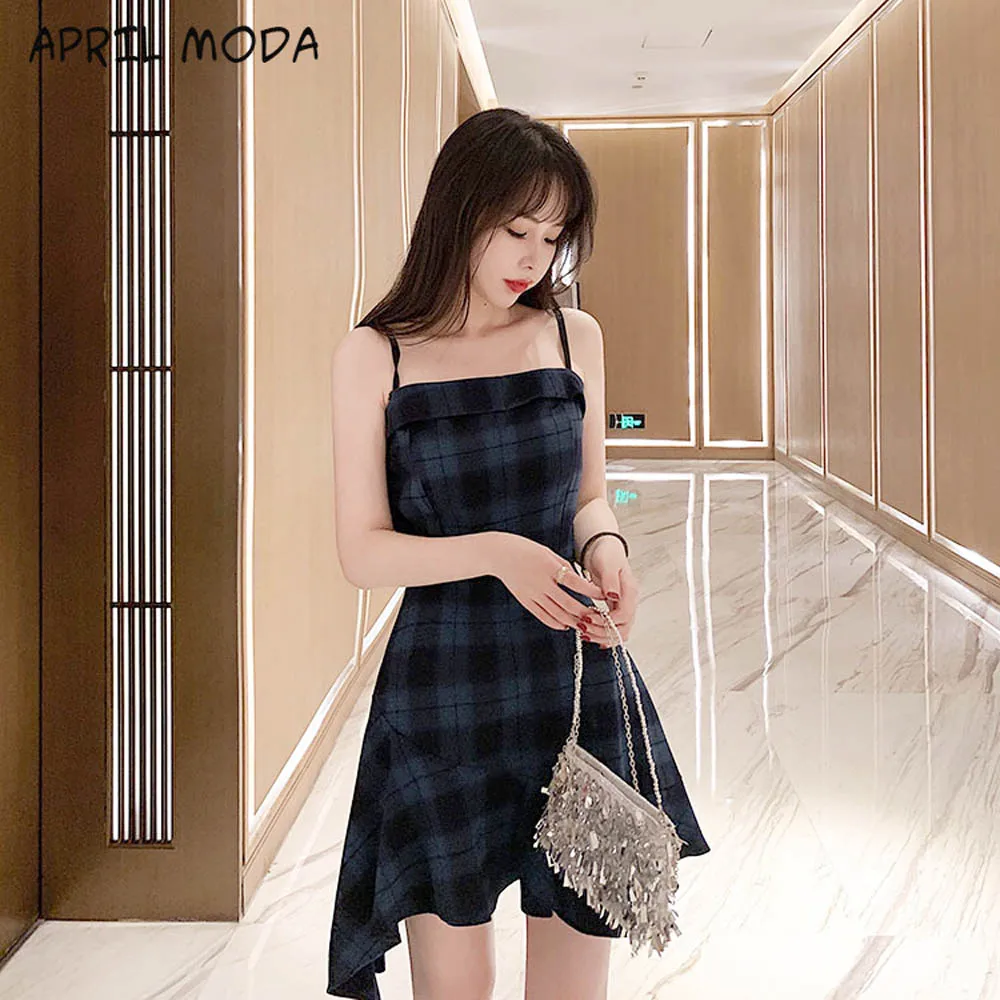 Женское платье на бретельках винтажное короткое без рукавов в стиле преппи