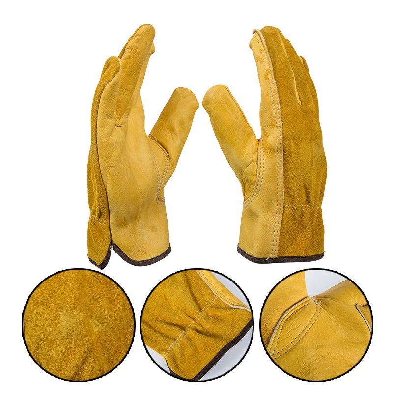 

Cowhide Leather 1 Pairs Breathable Gardening Gloves Men Women Gloves Elastic Wrist Waterproof Full Finger Safety Work Gloves