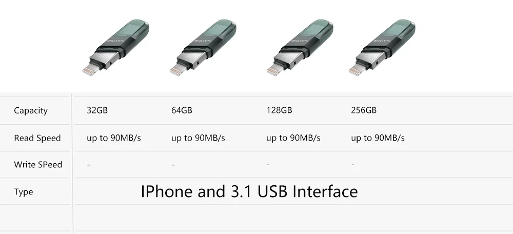 Флэш-накопитель SanDisk USB 3 1 iXPand OTG Lightning 256 ГБ 128 Гб 64 флэш-накопитель MFi для iPhone и iPad