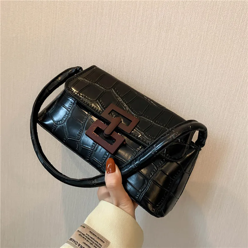 

Women's Shoulder Bag Delicate Lock Clamshell Crocodilepattern Luxury Leather Handbags Wholesale 2021 New Fashion Female Bags