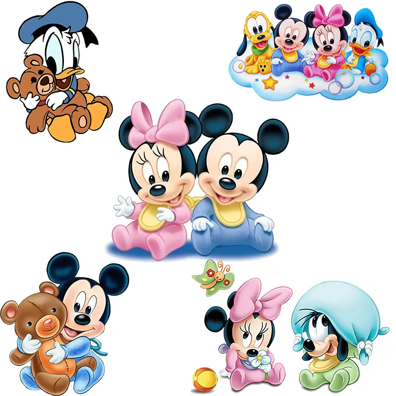 

Lovely Mickey Mouse Brand Patches for Clothes Cartoon Vinyl DIY Heat Transfer Stickers for T-Shirt for Boys Girls Kawaii Custom