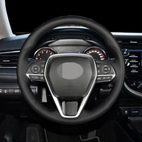 diy black artificial leather non slip wear resistant steering wheel cover for toyota camry 8th avalon levin corolla 2018 2020