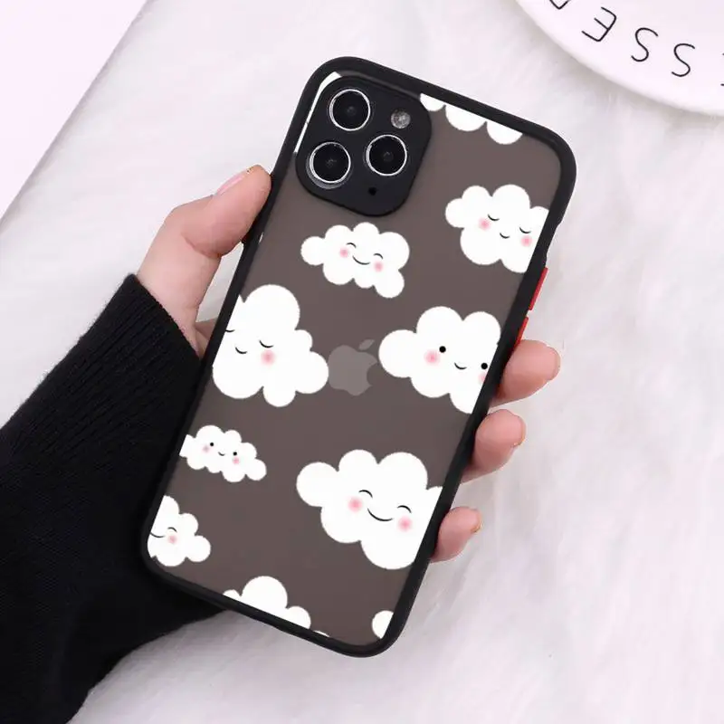 

Cartoon clouds Phone Cases matte transparent For black iPhone 7 8 x xs xr 11 12 pro plus max mini Clear Funda