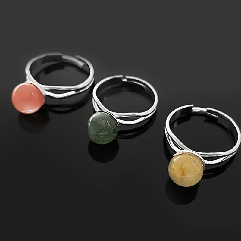 

Three Styles of Natural Stone Rings Jewelry for Women Amethyst Green Aventurine Opal Rings Couple Wedding Rings Adjustable Ring