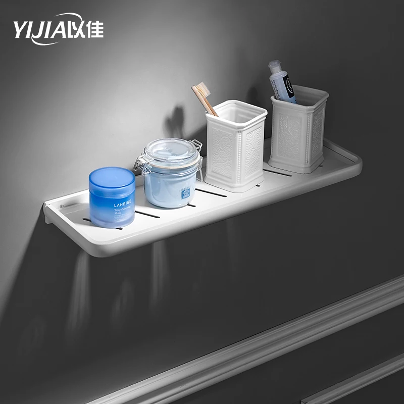 Современная одноярусная полка для ванной с выемкой алюминиевая настенная