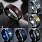 Мужские кольца с драконом, 7 цветов, черный, красный и углеродное волокно, стальное вечернее кольцо, для комфортного обручального кольца, аксессуары