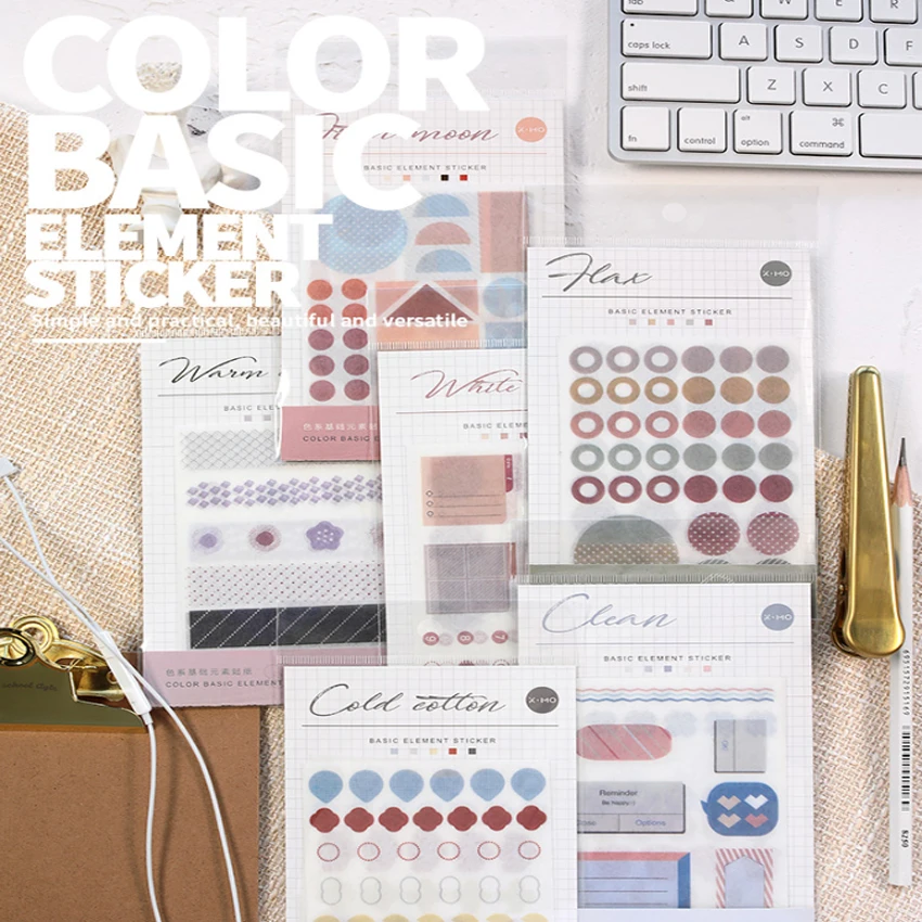 4 шт./лот цветные базовые элементы серии Decoracion журнал милые наклейки для дневника