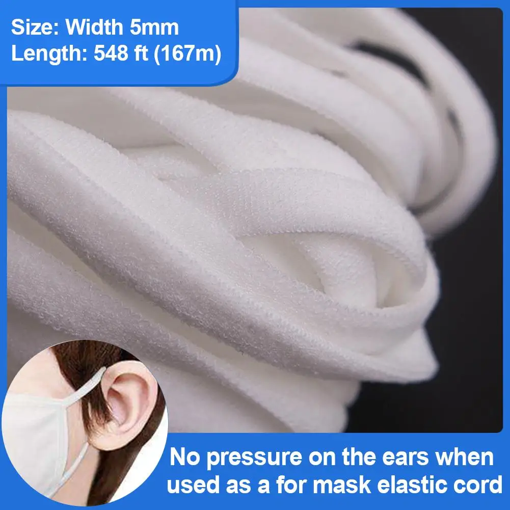 

DIY Mask Elastic Band Mask Rope Rubber Band Tape Ear Hanging Rope 548 Ft Round Elastic Band Clothing Craft Accessories