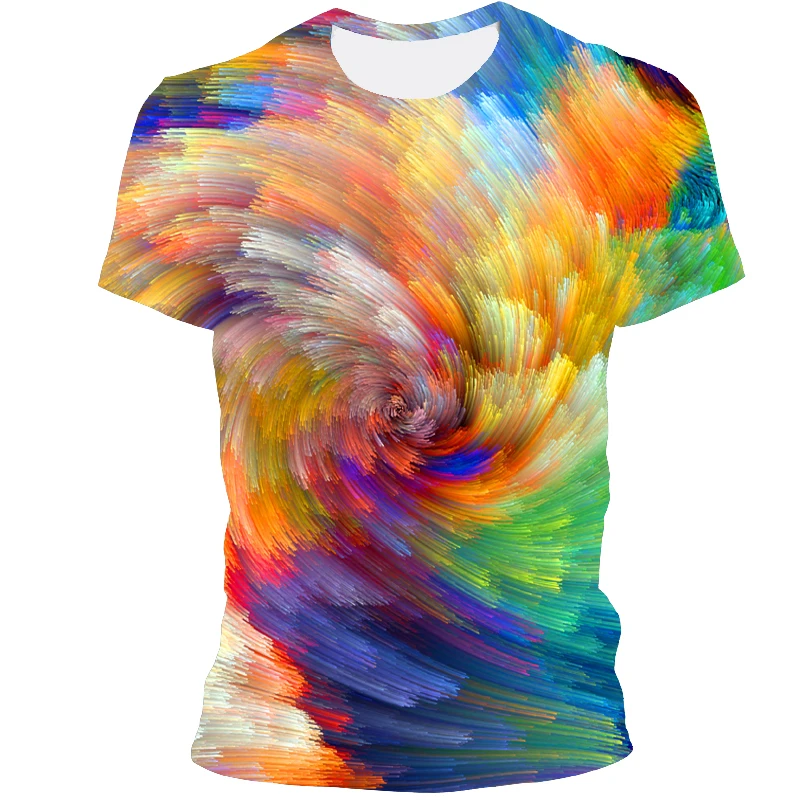 

2021 new 3D hot style men's T-shirt, with personality, unique color, 3D round neck short-sleeved T-shirt