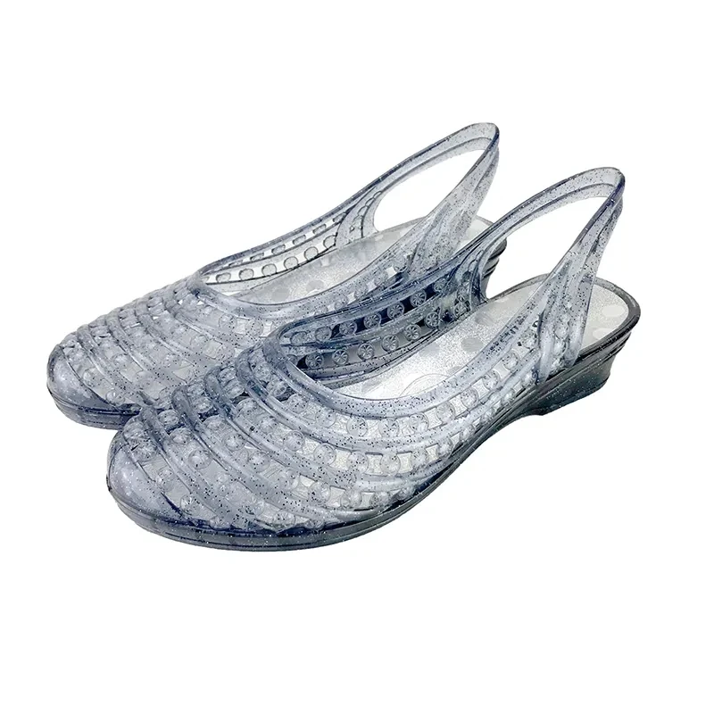 

Women's Hollow Jelly Shoes Non-slip Mom Wedge Sandal Slides Womens Transparent Gold Crystal Shoes 2021 Fashion Soft Cheap Shoes