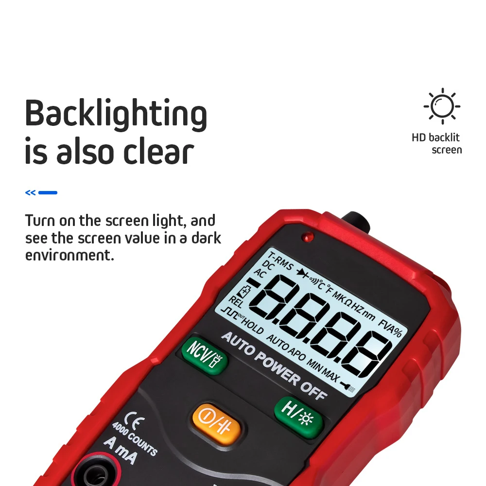 INGBONT S1 True RMS Цифровой мультиметр Транзистор тестер конденсатора автомобильный