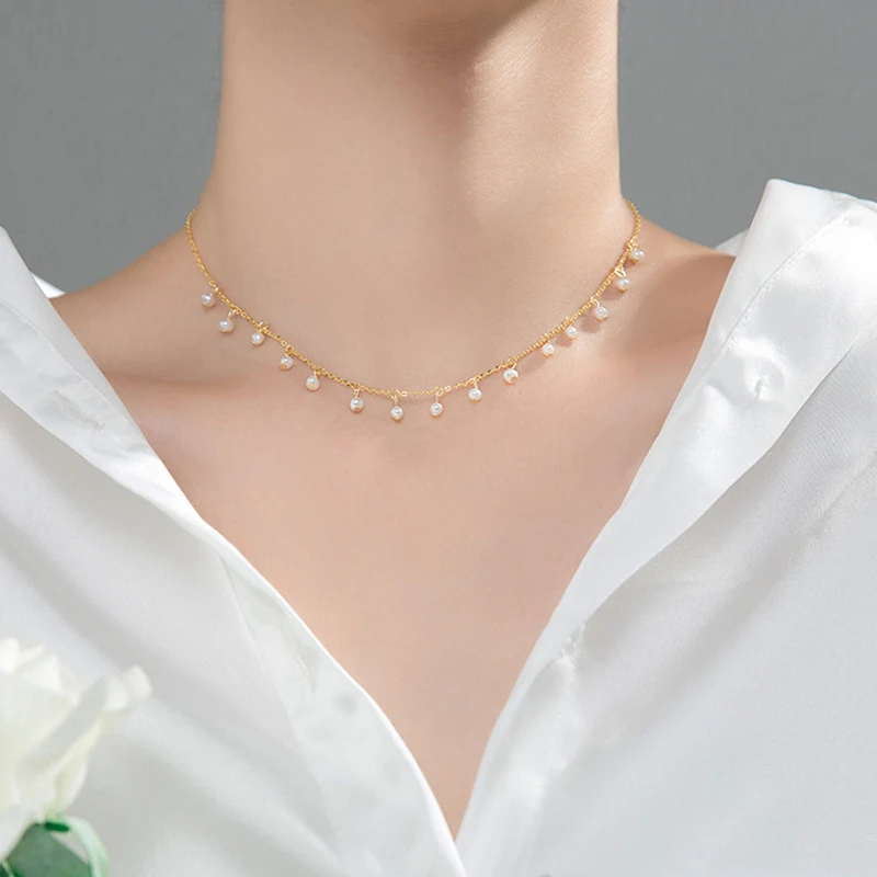 Корейская версия сладкие маленькие жемчужный чокер короткое ожерелье изящная