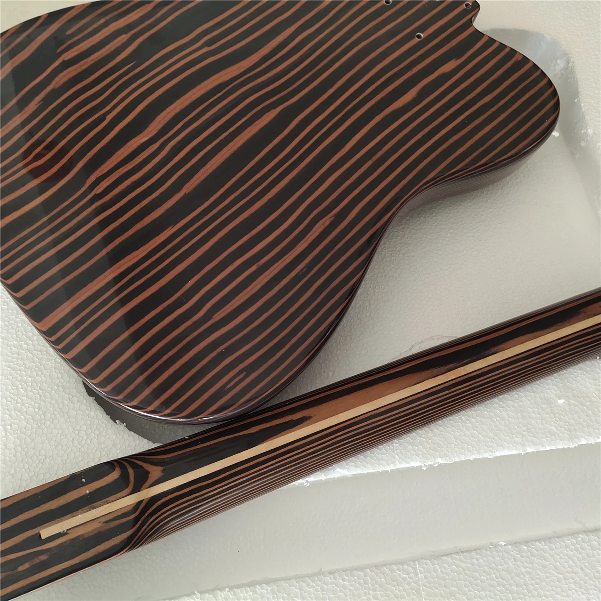 NEW 1 set finished zebra wood guitar neck and body electric kit gloss | Guitar