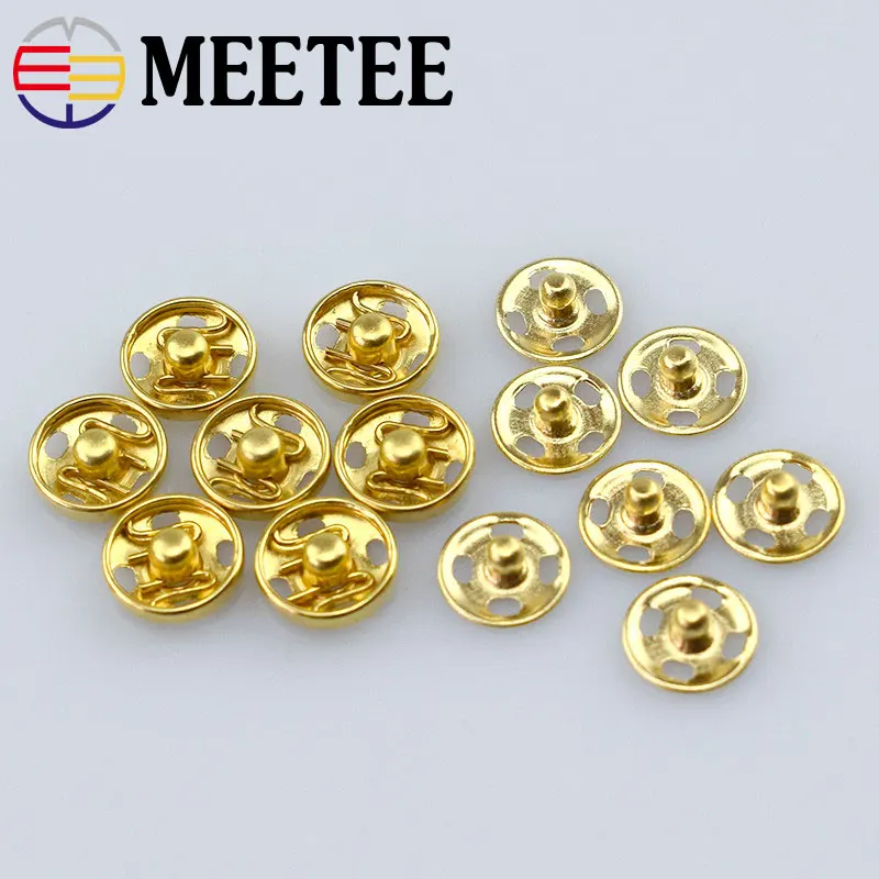 100 шт. высококачественная металлическая застежка-кнопки 8 мм Золотое пальто