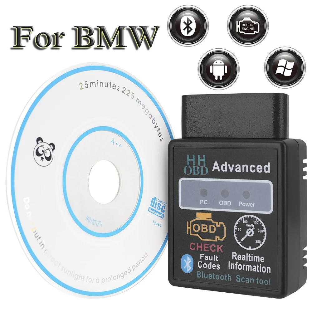 Автомобильный сканер V2.1 OBD2 для BMW E81 E46 F30 F36 E61 F10 G30 F12 F01 E84 G01 F26 E70 E71 ELM327 Bluetooth Android