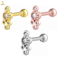 hot fashion stainless steel ear stud jewelry screw back cz ear cartilage helix conch piercing earring ring
