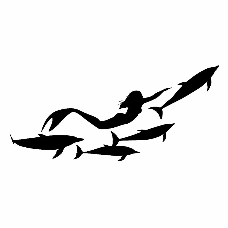 Высококачественная Автомобильная наклейка с изображением русалки и дельфина