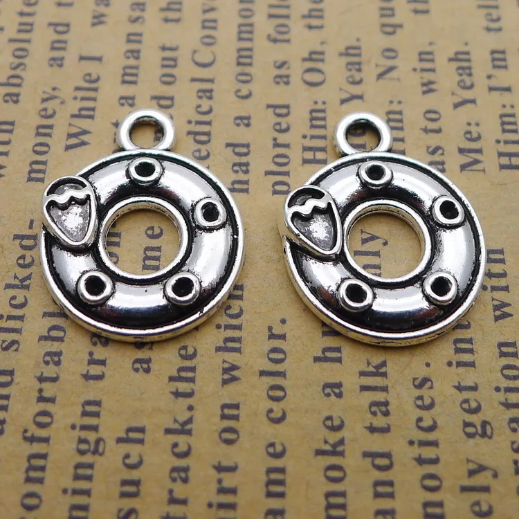 

14*17mm 1.G Alloy Circle antique Silver charm pendant for jewelry making DIY Accessories 100pcs/Bag