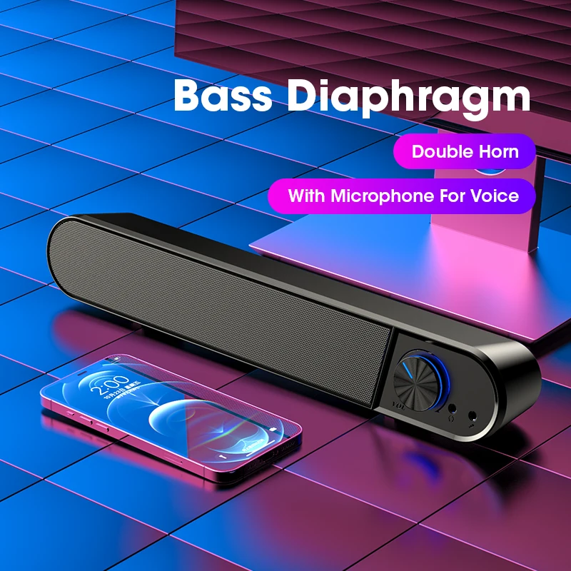 

Computer Speaker Bar Bluetooth Speakers Mic Microphone Wireless Stereo Surround Subwoofer Wired For Laptop PC TV Aux Speaker