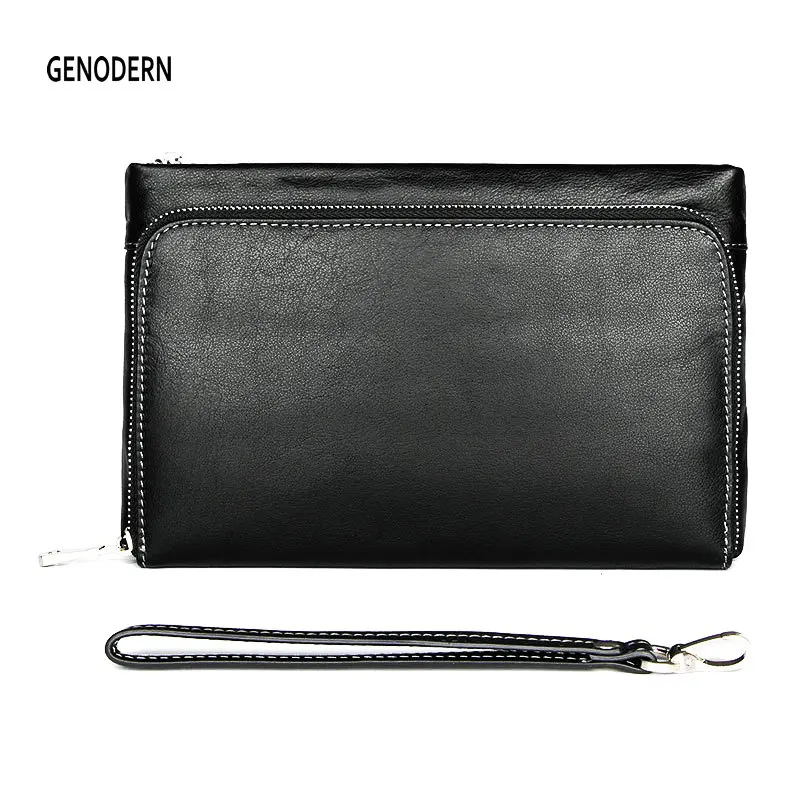Новый мужской клатч GENODERN с ремешком на руку сумочка из натуральной кожи для