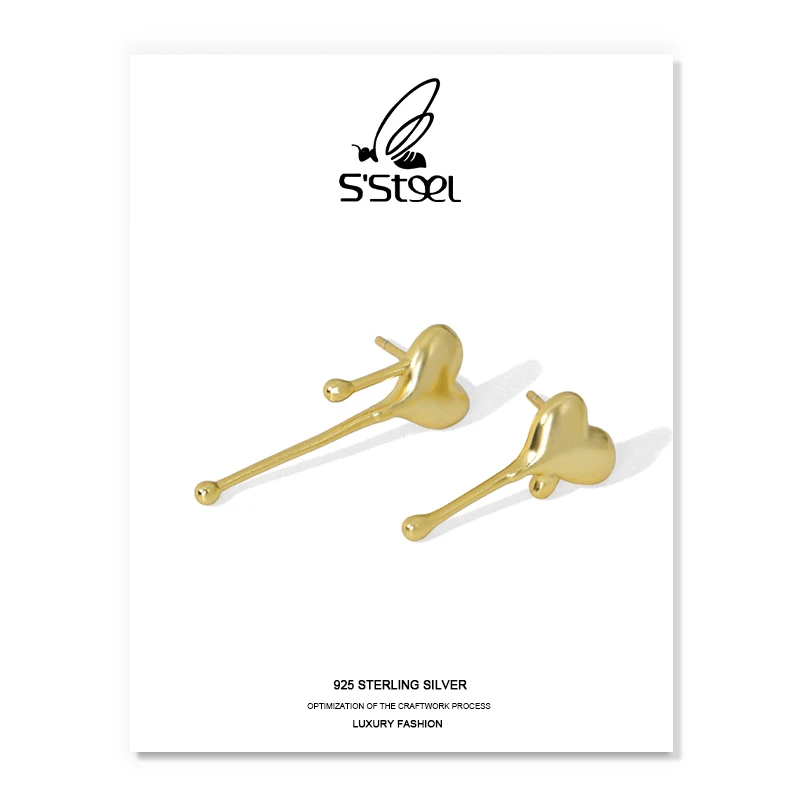 

S'STEEL Heart Shape Stud Earring For Women 925 Sterling Silver Earrings Designer Love Earings Boucle Oreille Argent Fine Jewelry
