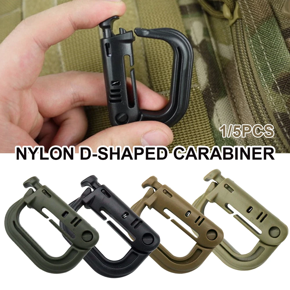 

5Pcs D Shape Locking Carabiner Plastic Clip Snap Type Keychain Ring Buckle Backpack Hook for Outdoor Traveling Equipment