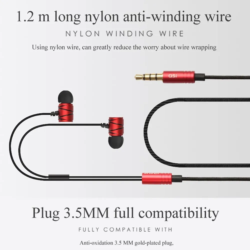 Awei Q5i модные наушники вкладыши спортивные нейлоновые проводные 9 8 мм бас драйвер