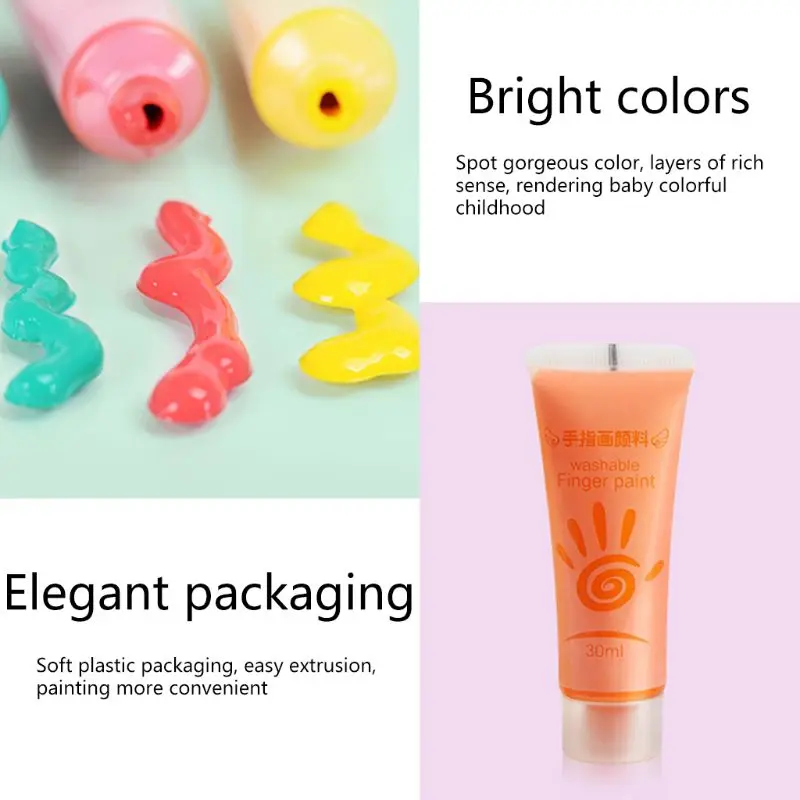 

30ml Finger Paint 6 Colors Set Washable Kids Finger Paint Supplies Gift for Kids