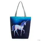 Женская сумка-тоут, многоразовая, складная, с изображением синего единорога, большой емкости, горячая Распродажа