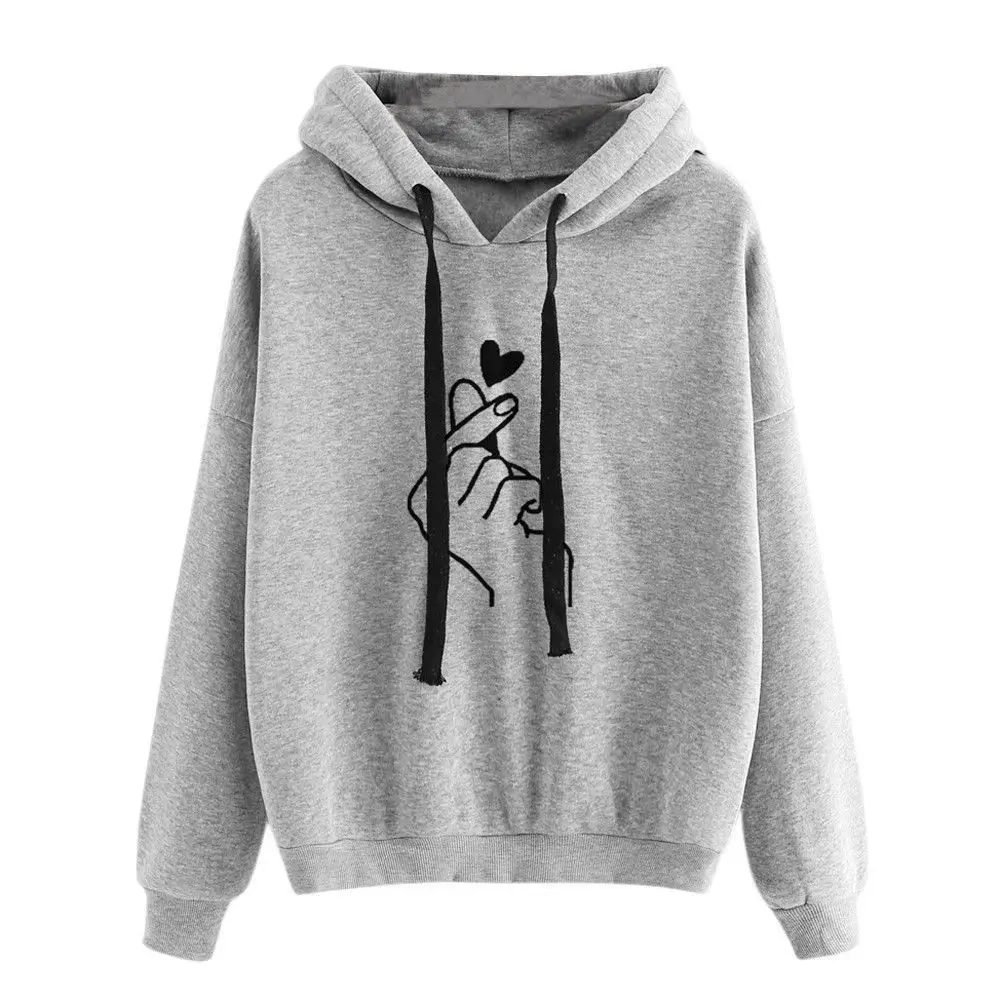 

2019 Autumn Female Pullover Women Hoodies Solid Loose Drawstring Sweatshirt Long Sleeve Black