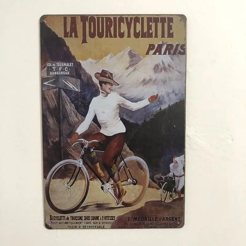 [Luckyaboy] Vintage Home Decor Dog Paris Attention Drink Car Metal Tin Signs Wall Art Painting Poster Bar Cafe Garage Decor