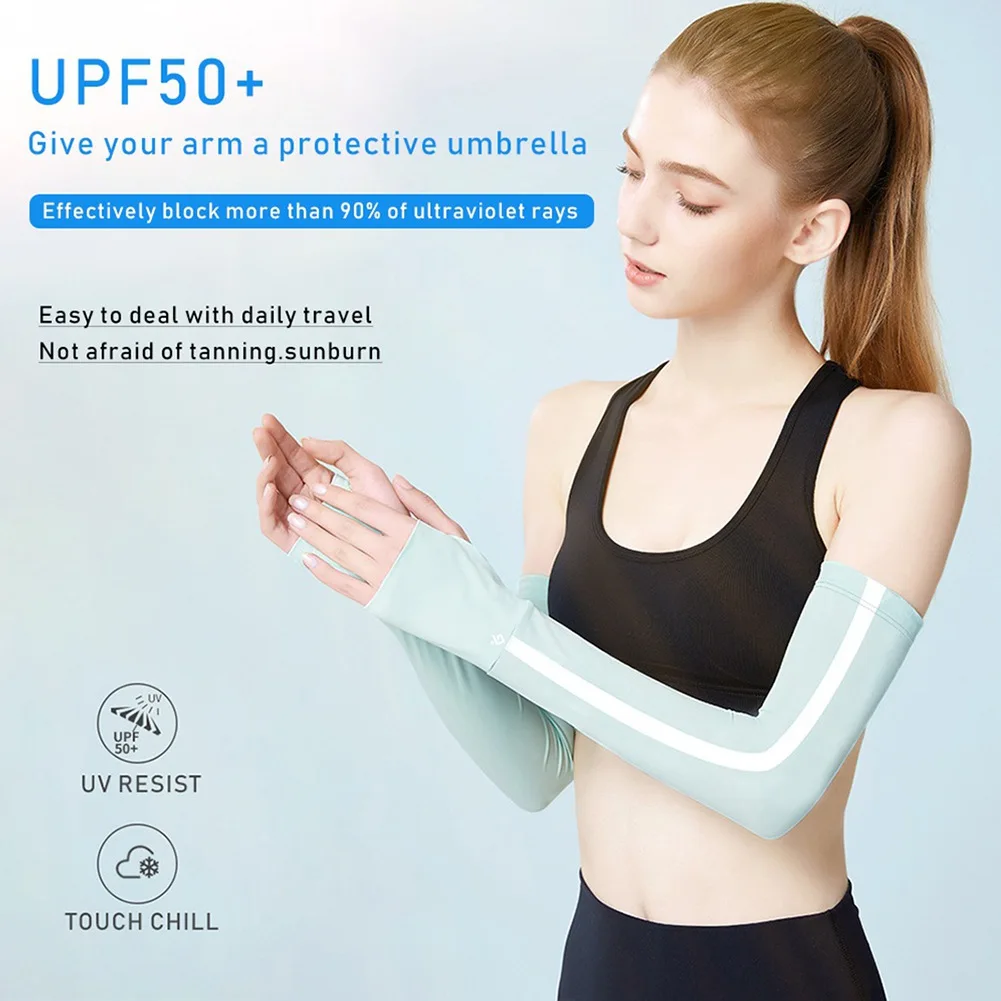 

Длинные перчатки унисекс для бега из ледяного шелка, защита рук, защита от солнца, защита от УФ-лучей, Велосипедный Чехол для рук, рукав до по...