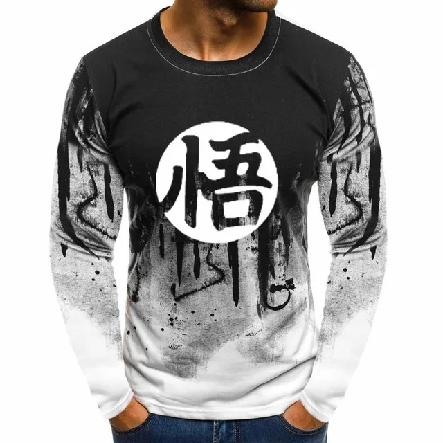 Аниме Dragon Ball Мужской пуловер с круглым вырезом и градиентом Гоку Повседневная