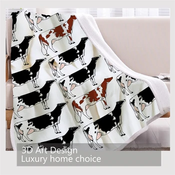 BlessLiving Milk Cow Linen Blanket Cartoon Sherpa Fleece Blanket Dairy Cattle Throw Blanket Farm Animal Mantas De Cama 150x200cm 3