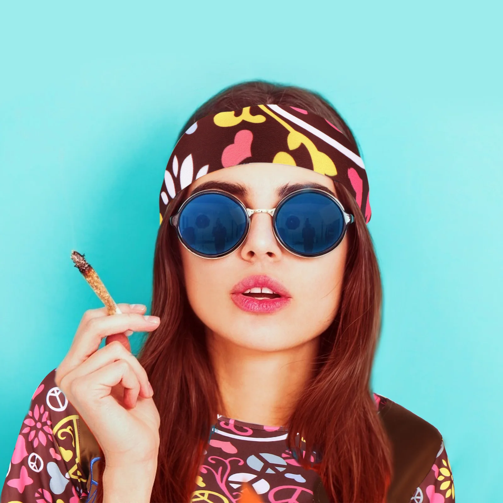 

Women Peace Love Hippie Costume Party 70S Hippie Stage Wear Costume Peace Sign Earring Necklace Halloween Indian Tassels