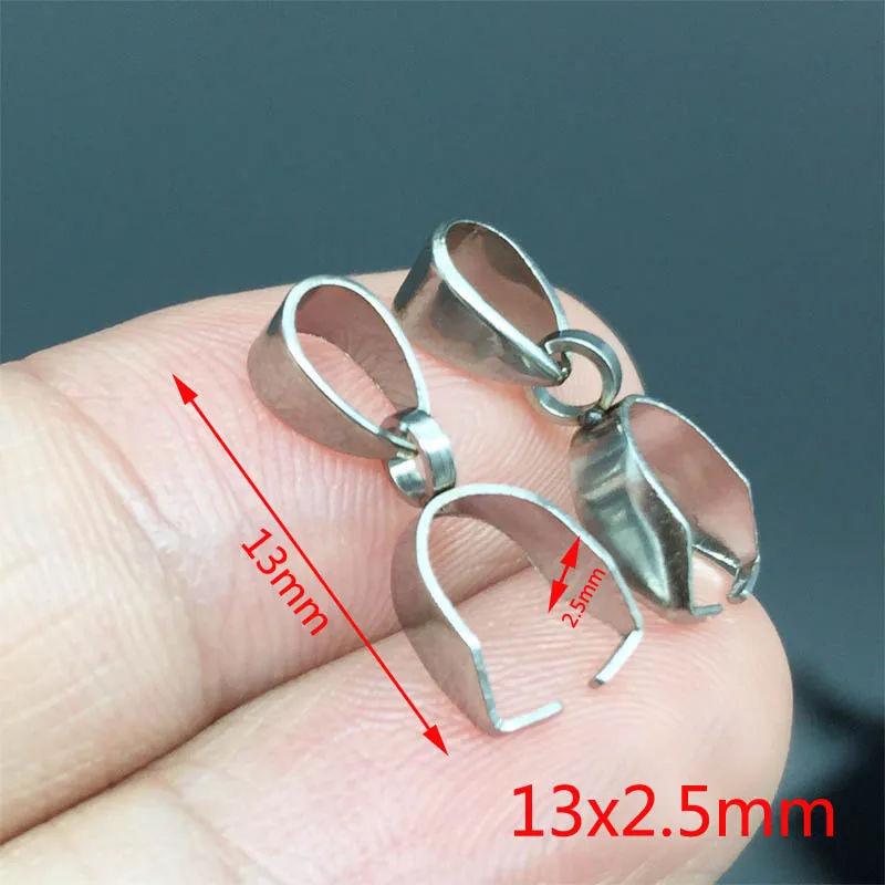 13mm Dull Silver 10 шт., нержавеющая сталь, Зажимная застежка, висячий Шарм, подвеска из бисера, коннектор, золотой, матовый, серебряный тон, для изготовления ювелирных изделий - Цвет: 13mm Dull Silver
