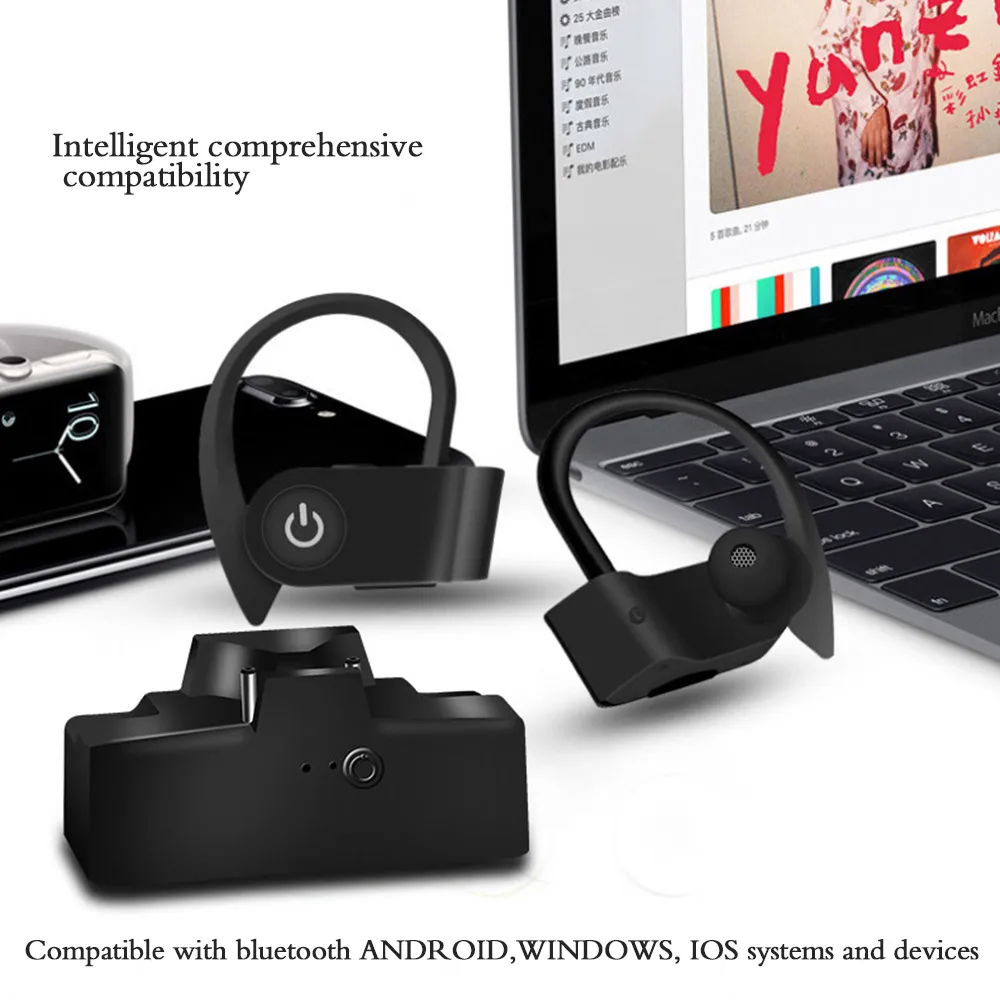 Bluetooth 5 0 наушники с шумоподавлением HiFi стерео Беспроводные спортивные крючком