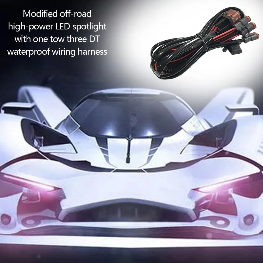 

Connecting 3 Car LED Work Light Wiring Harness With DT Connecter Waterproof Universal for Long Strip Light Off-road Spotlights