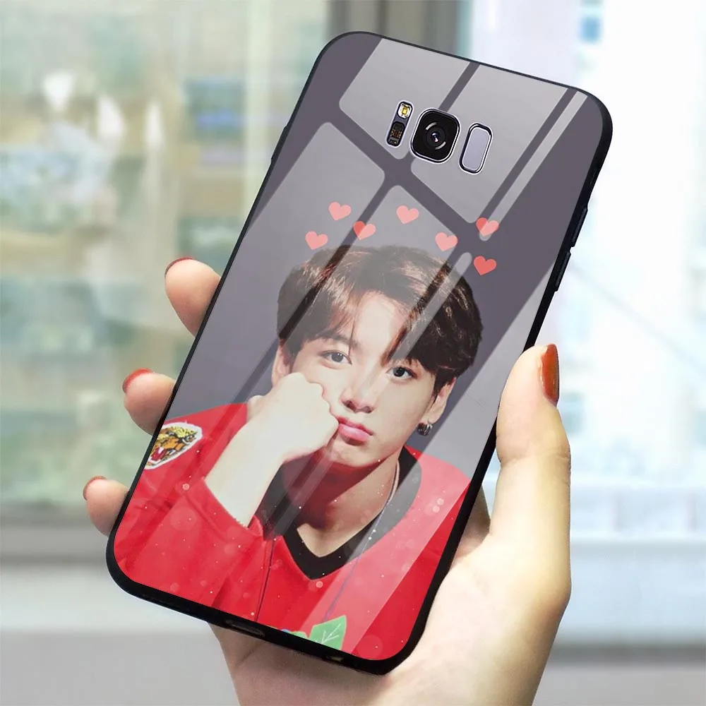 Стеклянный чехол для телефона Jungkook Kpop Samsung Galaxy Note 9 8 A70 A60 M40 A50 A40 A20 A30 A10 S7 Edge S8 S9 Plus