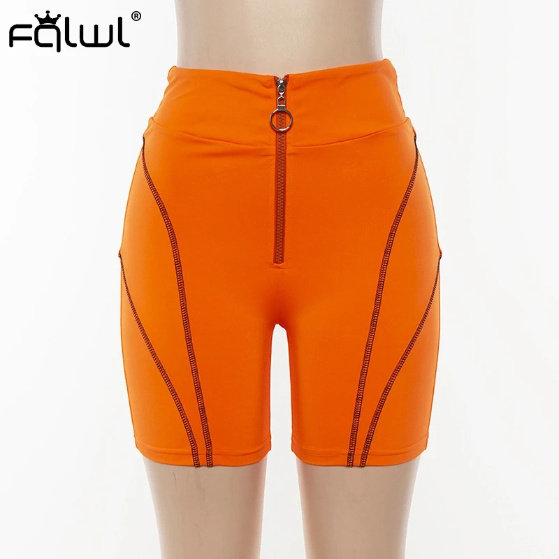 Женские Светоотражающие шорты FQLWL черные повседневные в полоску с буквенным