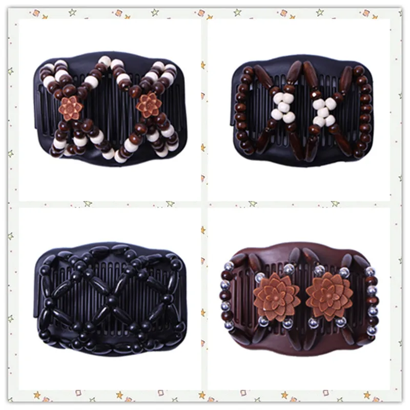 Новинка винтажная эластичная заколка для волос расческа расшитая бисером