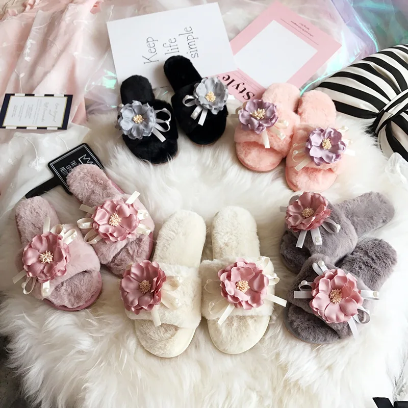 

2020 Women Shoes for Women Sandal House Ladies Fur Fluffy Winter Indoor Shoes Warm Flip Flops Sandalias Cotton Slippers Boots