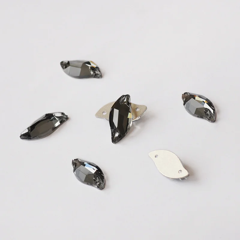 Черный бриллиант в форме листа свадебные декоративные кристаллы Камни Швейные