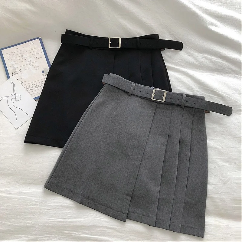 

Женская плиссированная юбка, Офисная Милая трапециевидная юбка выше колена с высокой талией в Корейском стиле, стиль Харадзюку