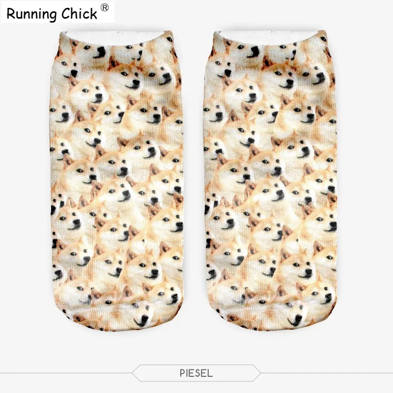 Running Chick Lot of Nerve Dog Printing Socks 7.5&quot Men and Women Short Sock Black | Женская одежда
