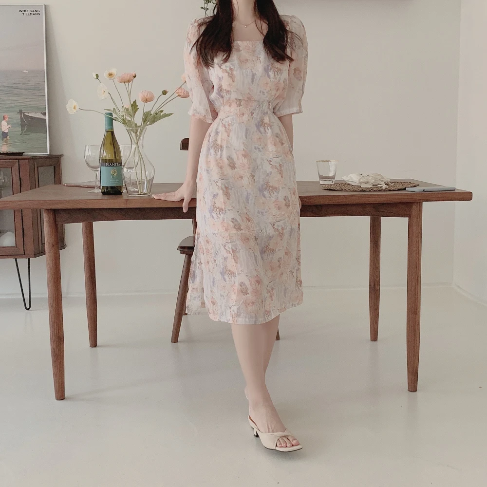 

2021 размера плюс Цветочный принт летнее платье длинное вечернее платье; В винтажном стиле; Платья с короткими рукавами пляжное женское плать...