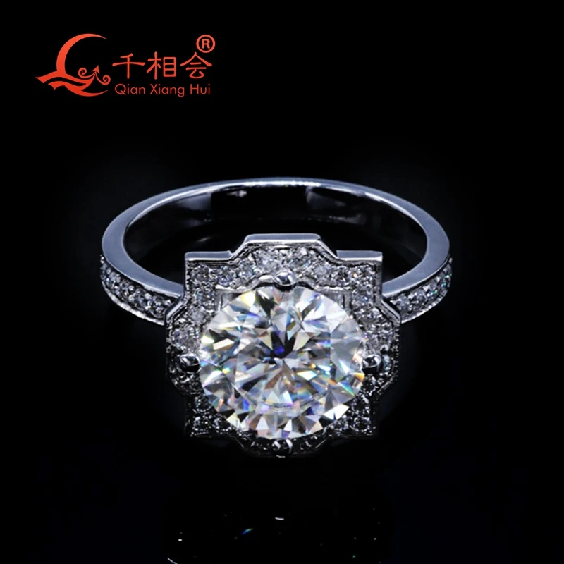 

Top Quality Moissanite Silver 925 silver Ring 3ct 9mm Round Brilliant Cut Moissanite Engagement Anniversary Ring Luxury Jewelry