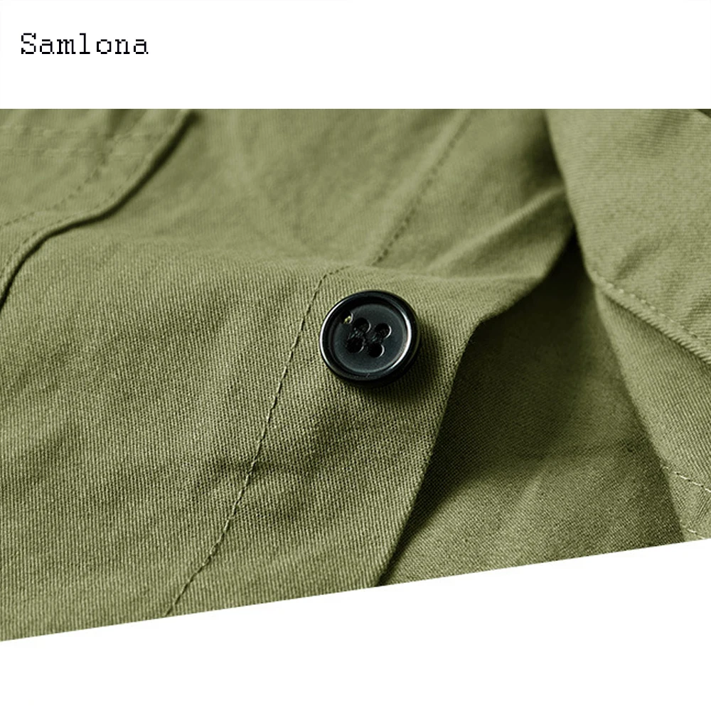 Мужская повседневная однобортная рубашка однотонная свободная полурубашка с