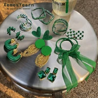 high sense green collection earrings korean fashion jewelry spring party unusual accessories girls elegant earrings for woman